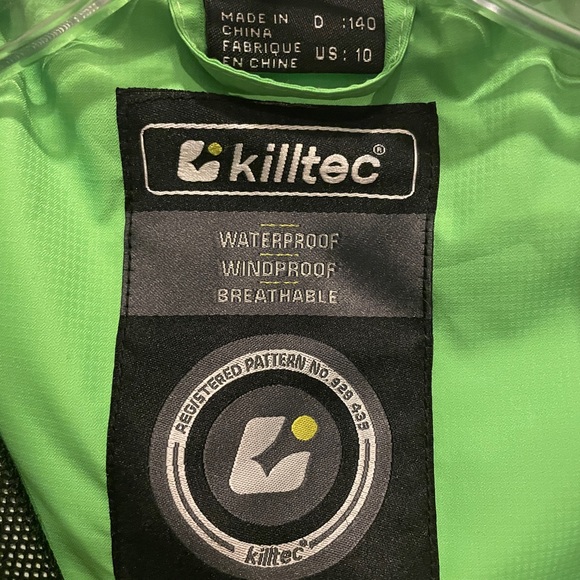 Killtec Boy's Windbreaker Jacket Size 10 Green Full Zip Hooded. Waterproof! EUC. - Picture 2 of 4